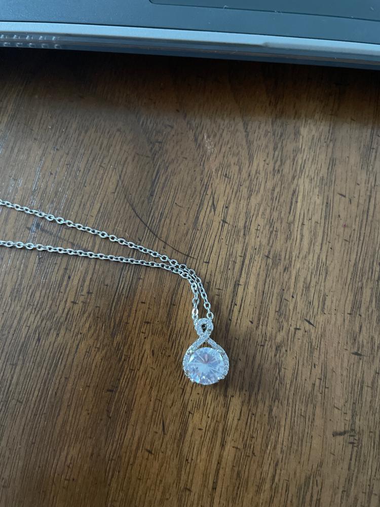 Alessandra "Vision" 18k White Gold Plated Infinity Halo Pendant Necklace with Round Cut CZ Crystal - Customer Photo From Anonymous