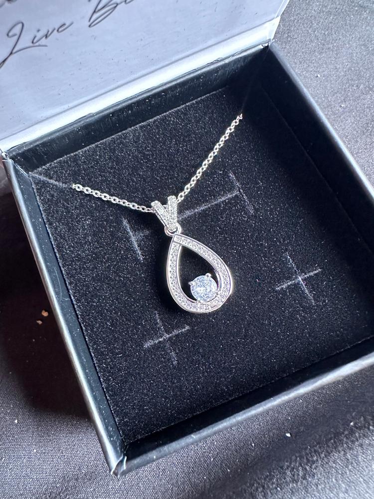 Arabella 18k White Gold Plated Teardrop Necklace with CZ Crystals - Customer Photo From Kathy H.