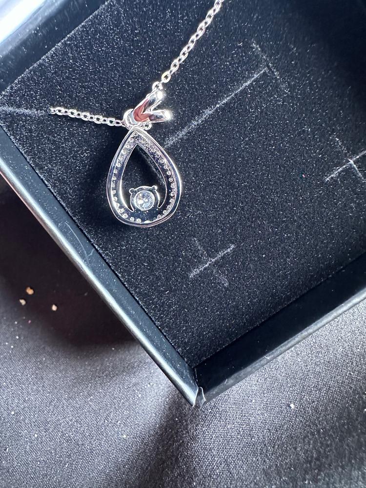 Arabella 18k White Gold Plated Teardrop Necklace with CZ Crystals - Customer Photo From Kathy H.