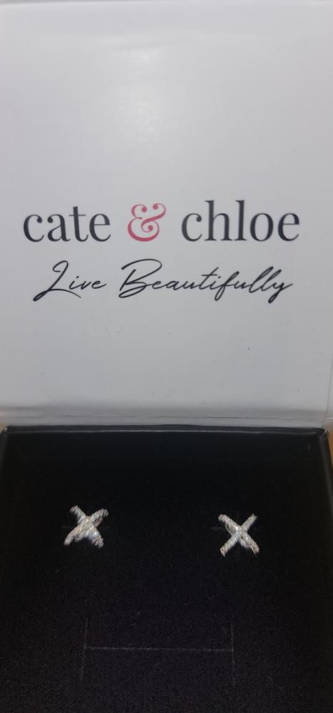 Paige "Exhilerating" 18k White Gold X Ring Pave Stud Earrings - Customer Photo From Dulcie