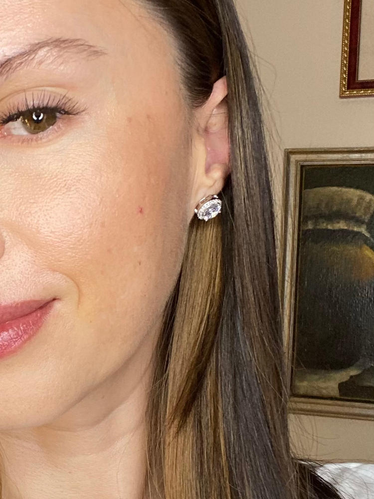 Mariah 18k White Gold Plated Halo Stud Earrings with Round Cut CZ Crystal - Customer Photo From GTest t.