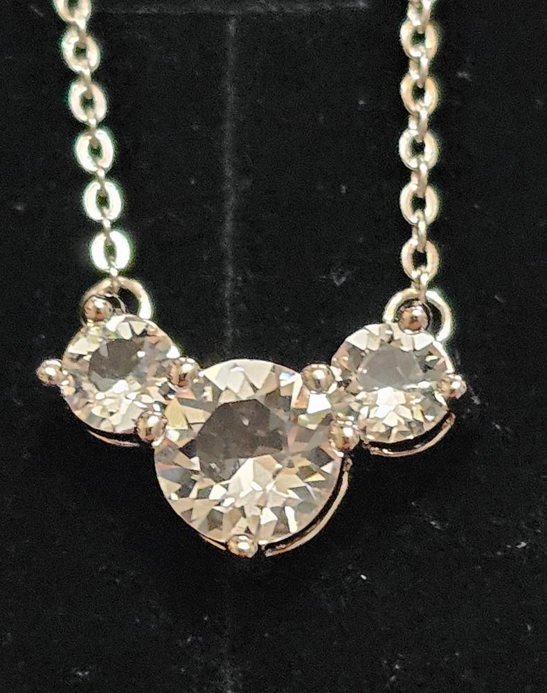 Calliope 18k White Gold Plated 3-Stone Crystal Pendant Necklace - Customer Photo From MonroeGere