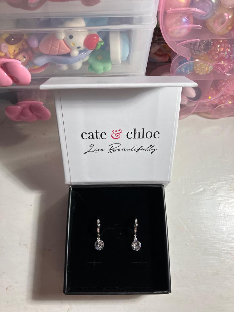 Georgia 18k White Gold Plated Hoop Dangle Earrings with Crystals - Customer Photo From Lyzie 