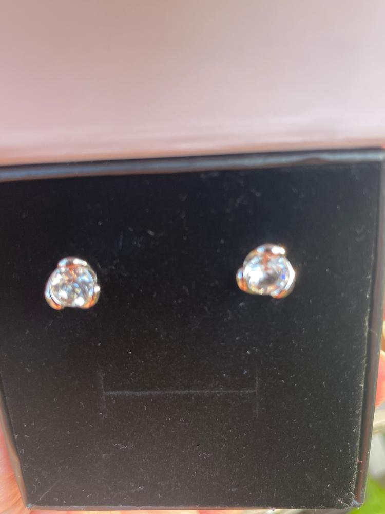 Harmony 18k White Gold Plated Stud Earrings with Round Crystals - Customer Photo From BrenR