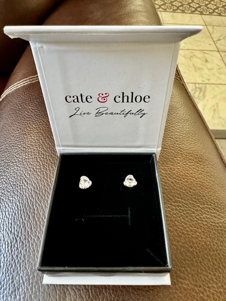 Harmony 18k White Gold Plated Stud Earrings with Round Crystals - Customer Photo From SRK