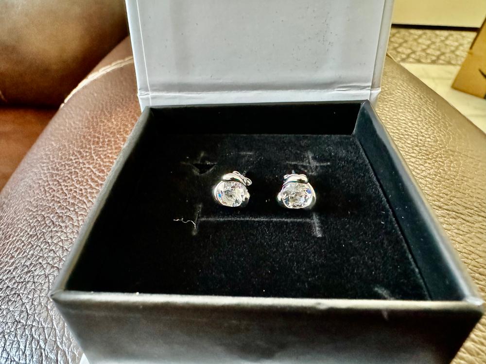 Harmony 18k White Gold Plated Stud Earrings with Round Crystals - Customer Photo From SRK