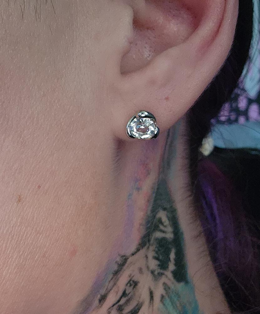 Harmony 18k White Gold Plated Stud Earrings with Round Crystals - Customer Photo From AmandaC