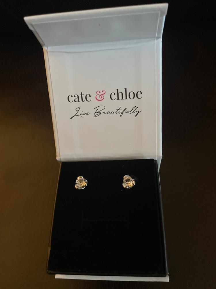 Harmony 18k White Gold Plated Stud Earrings with Round Crystals - Customer Photo From BrenR