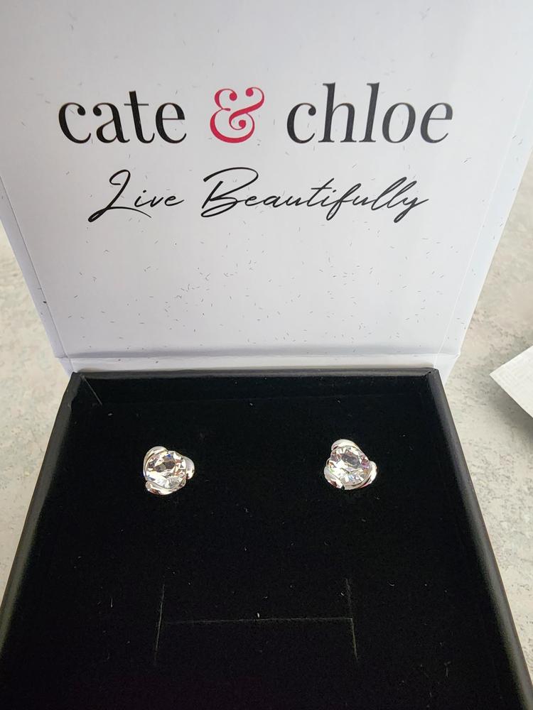 Harmony 18k White Gold Plated Stud Earrings with Round Crystals - Customer Photo From AmandaC