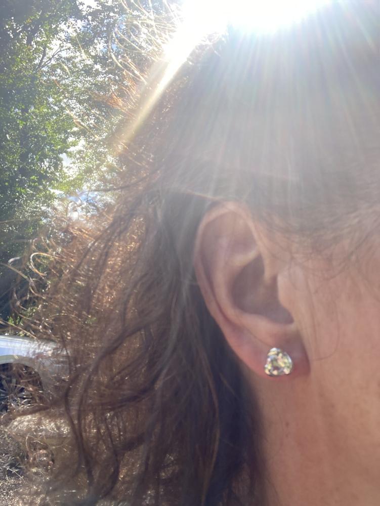 Harmony 18k White Gold Plated Stud Earrings with Round Crystals - Customer Photo From kallie