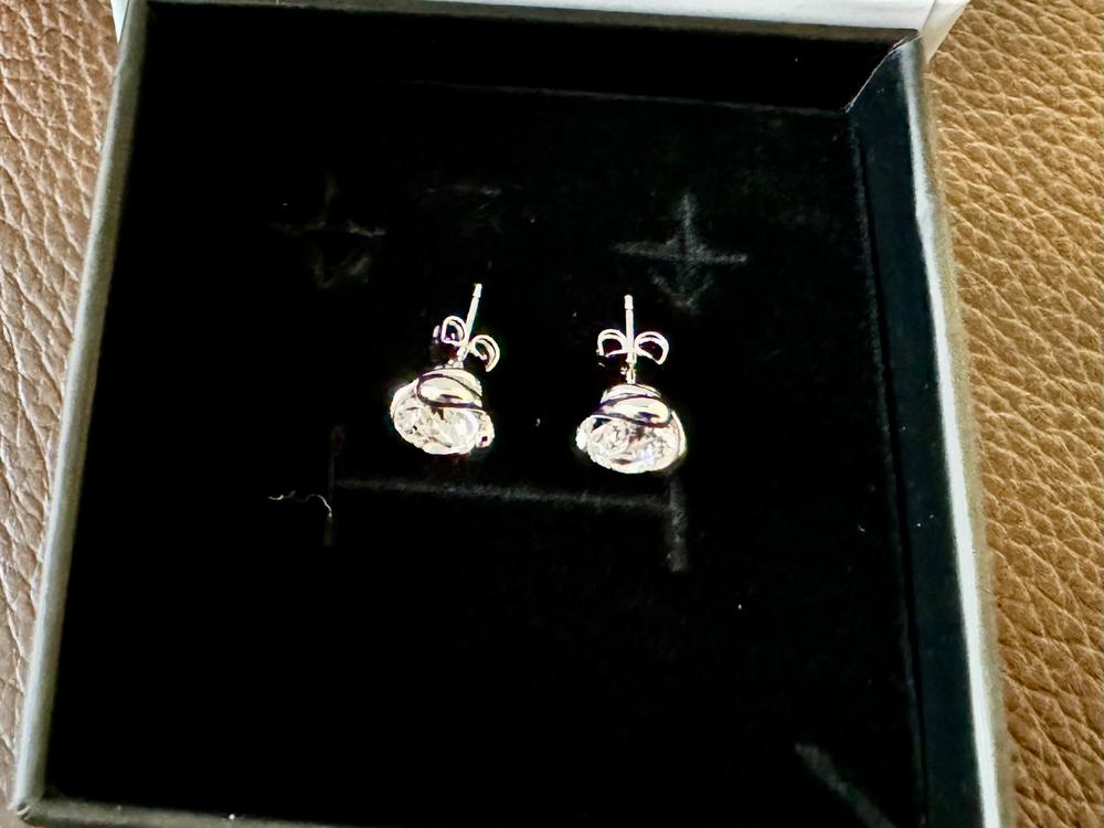 Harmony 18k White Gold Plated Stud Earrings with Round Crystals - Customer Photo From SRK