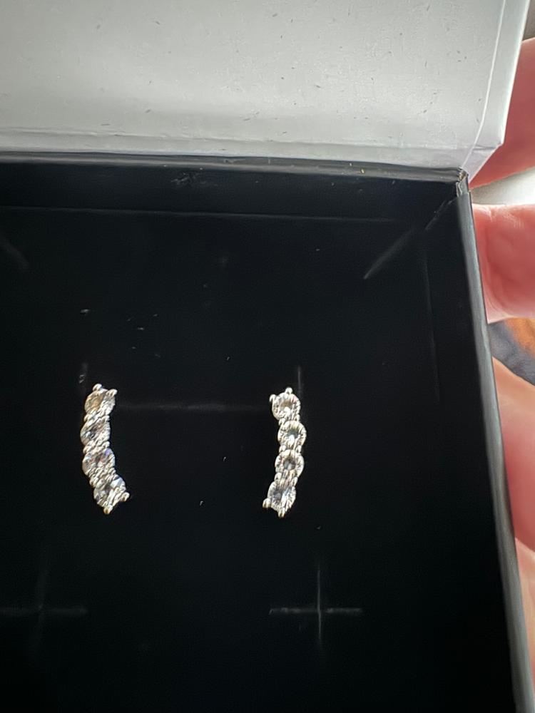 Aubree 18k White Gold Plated Crystal Drop Stud Earrings - Customer Photo From Tia 