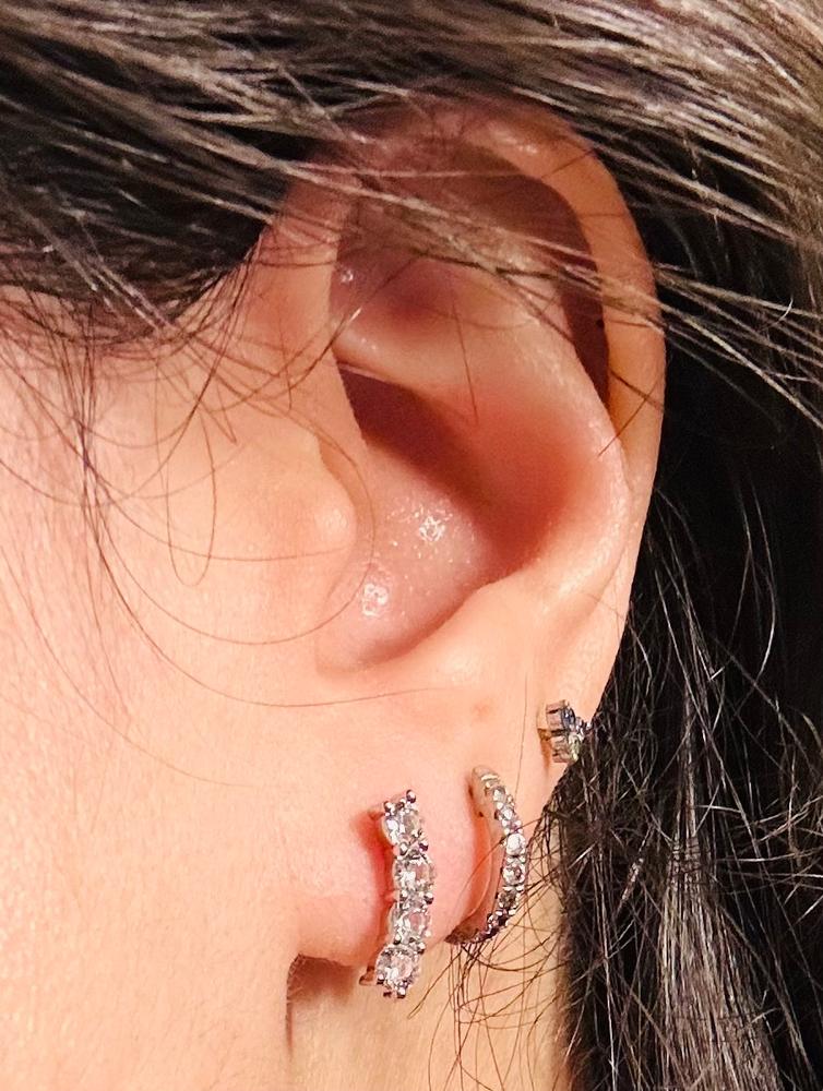 Aubree 18k White Gold Plated Crystal Drop Stud Earrings - Customer Photo From 901JW