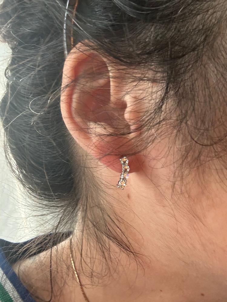 Aubree 18k White Gold Plated Crystal Drop Stud Earrings - Customer Photo From Tia 