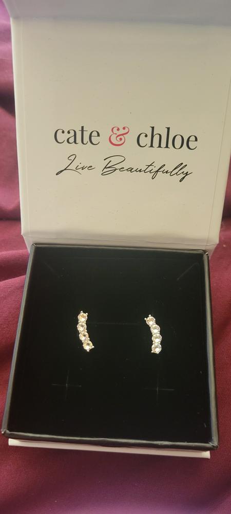 Aubree 18k White Gold Plated Crystal Drop Stud Earrings - Customer Photo From Vrogers 