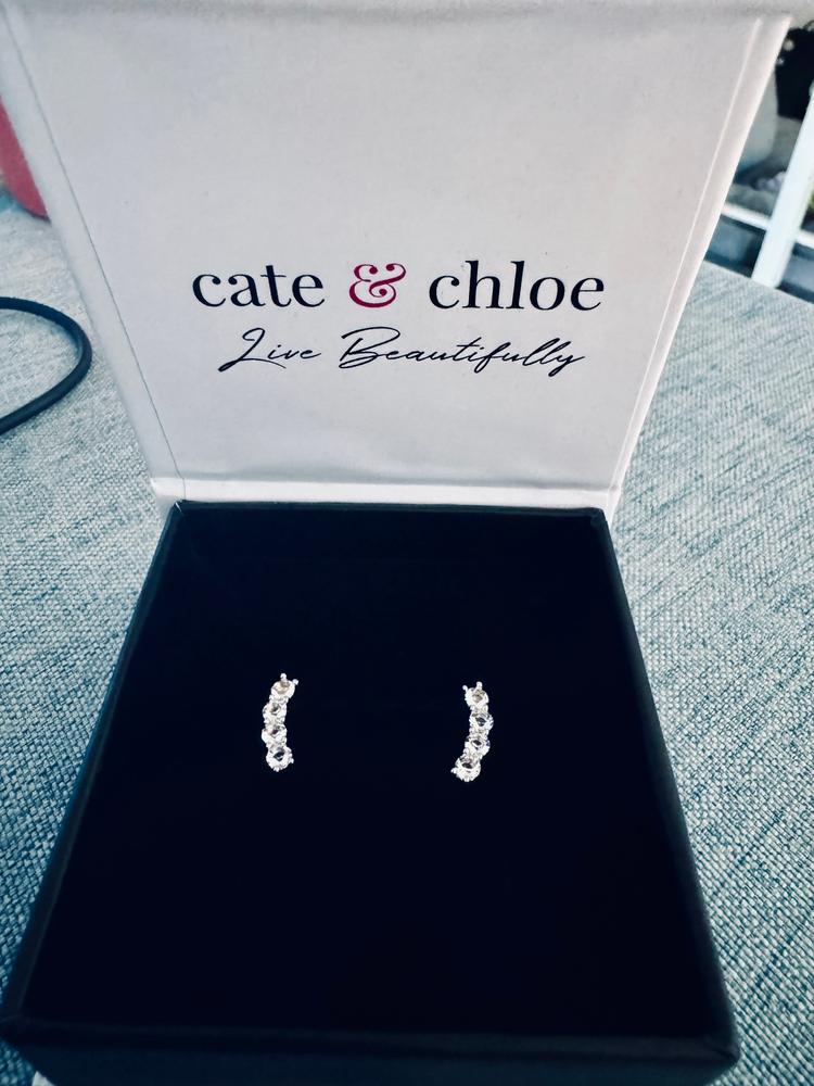 Aubree 18k White Gold Plated Crystal Drop Stud Earrings - Customer Photo From SPB