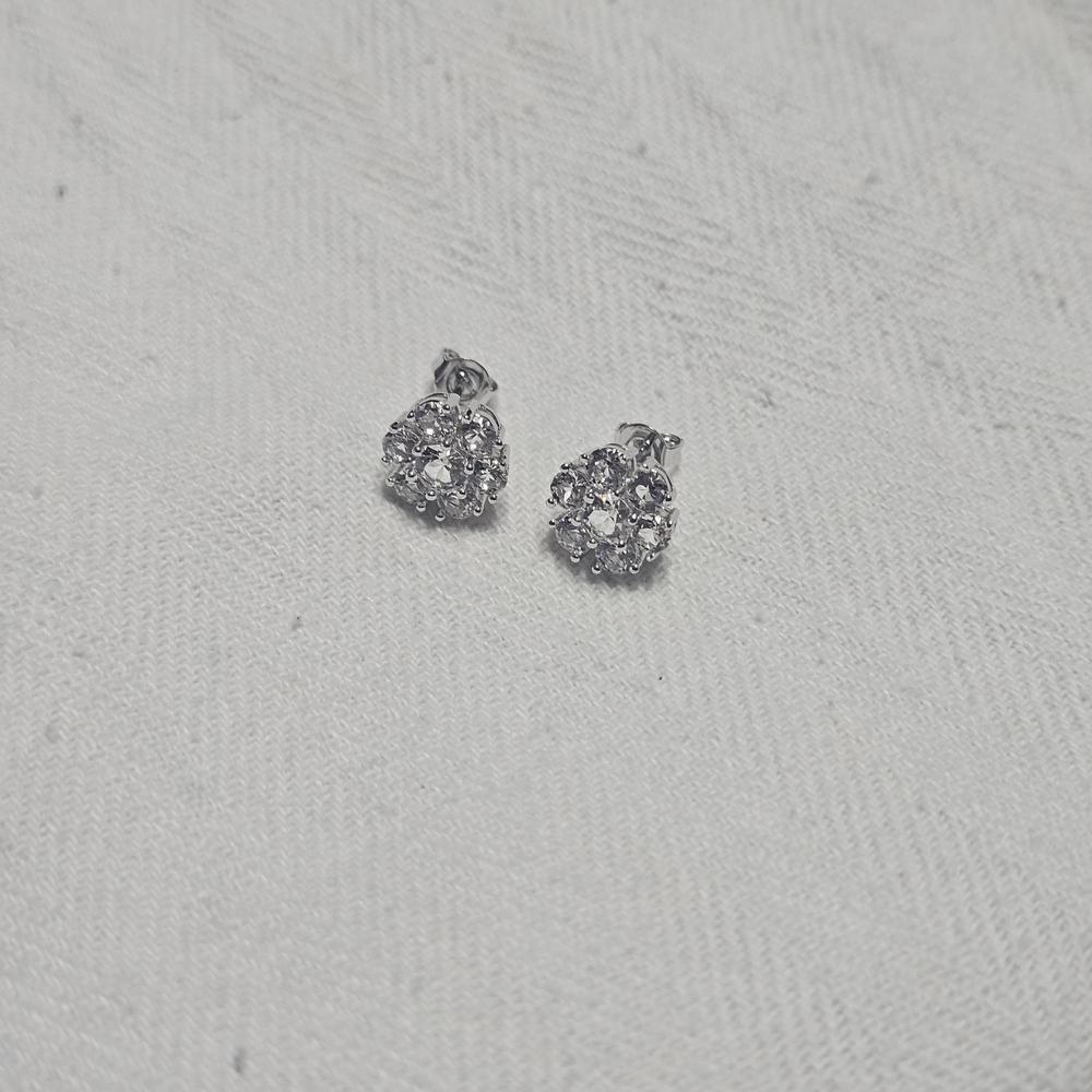 Maggie 18k White Gold Plated Flower Stud Earrings with Crystals - Customer Photo From Alyssa K.