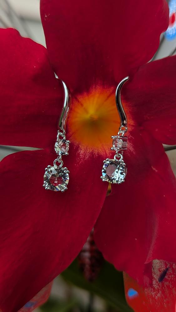 Kadence 18k White Gold Plated Crystal Drop Dangle Earrings - Customer Photo From Marina