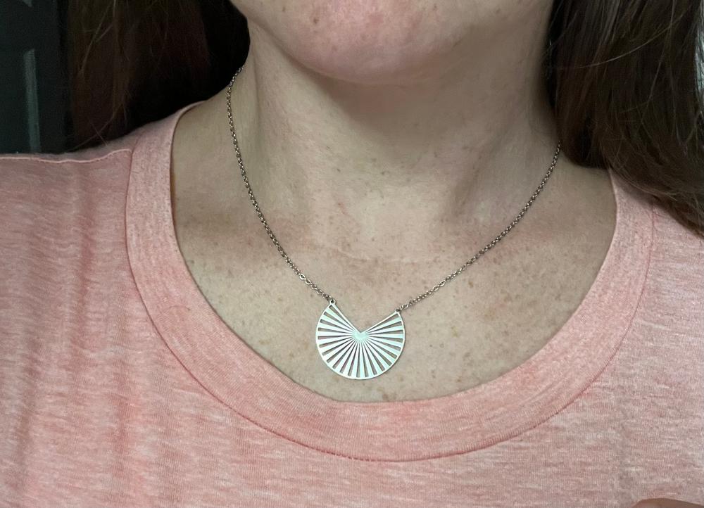 Taylor "Charisma" 18k White Gold Plated Stainless Steel Necklace - Customer Photo From Jen