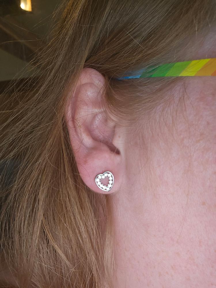 Ainsley 18k White Gold Plated Heart Earrings with Crystals - Customer Photo From Kimberley 