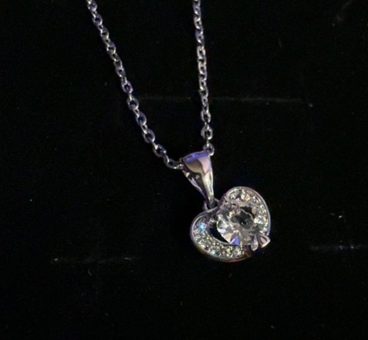 Amberly 18k White Gold Plated Heart Pendant Necklace with Solitaire Round Cut Swarovski Crystals - Customer Photo From Amber