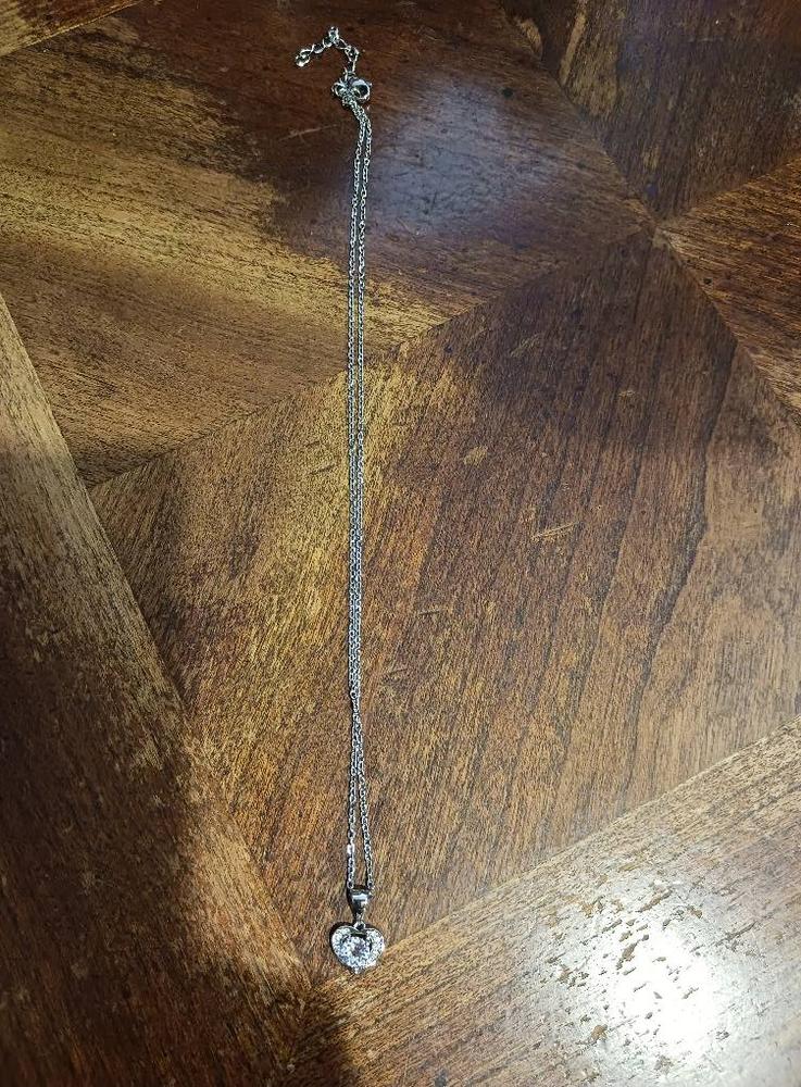 Amberly 18k White Gold Plated Heart Pendant Necklace with Solitaire Round Cut Swarovski Crystals - Customer Photo From Laura H.