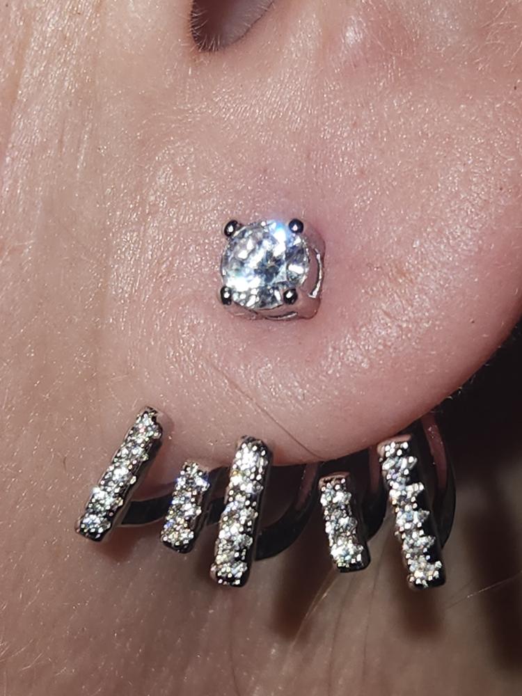 Angelina 18k White Gold Plated Stud Earrings with Round Cut CZ Drop Claw Design - Customer Photo From PepperAnn