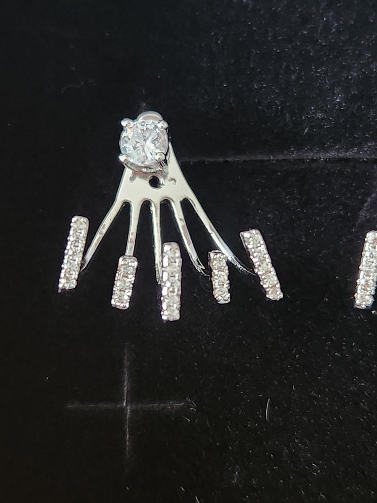 Angelina 18k White Gold Plated Stud Earrings with Round Cut CZ Drop Claw Design - Customer Photo From Usacntrygirl