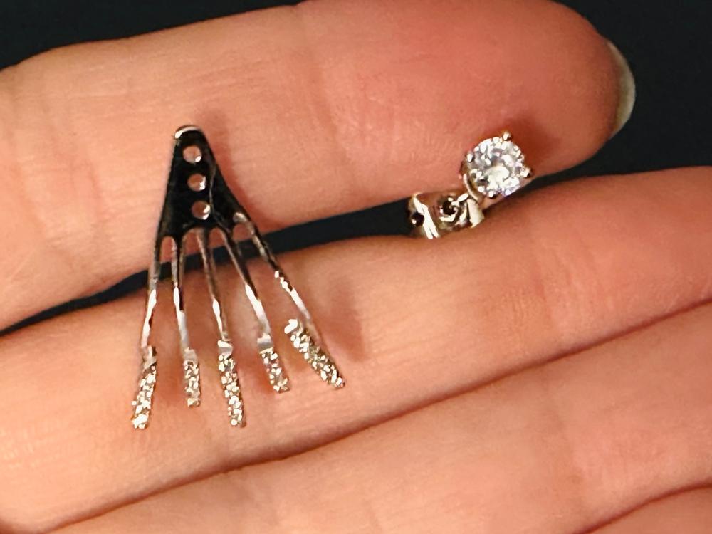 Angelina 18k White Gold Plated Stud Earrings with Round Cut CZ Drop Claw Design - Customer Photo From 662WEJ