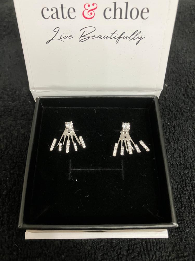 Angelina 18k White Gold Plated Stud Earrings with Round Cut CZ Drop Claw Design - Customer Photo From Ashley O.