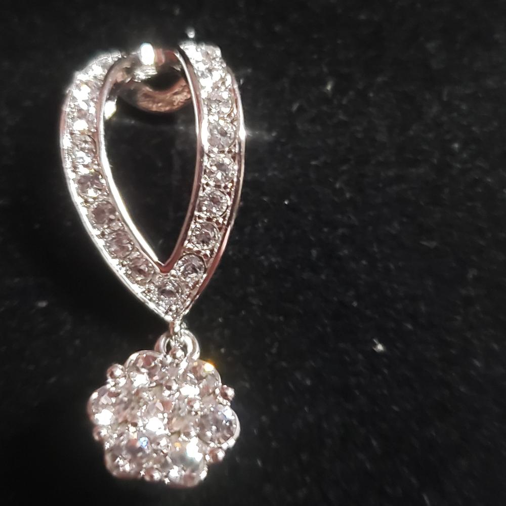 Brynn 18k White Gold Plated Simulated Diamond Dangle Stud Earrings - Customer Photo From Bonnie G.