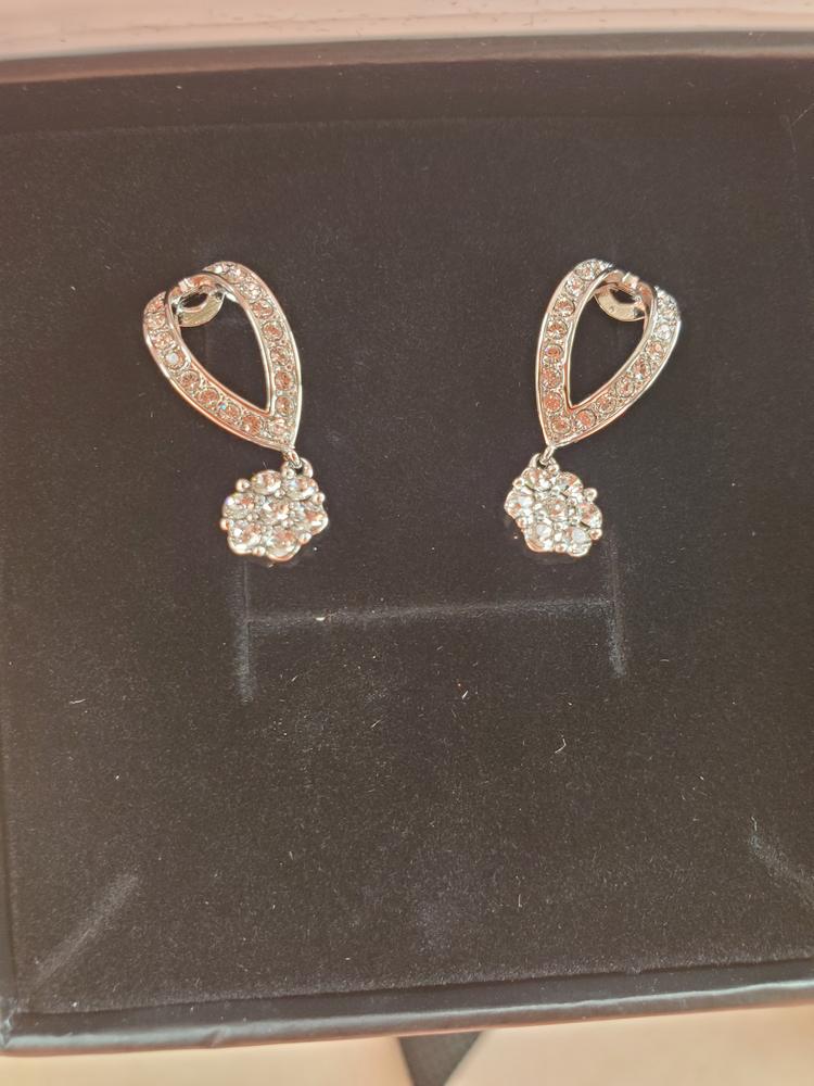 Brynn 18k White Gold Plated Simulated Diamond Dangle Stud Earrings - Customer Photo From Kendra 