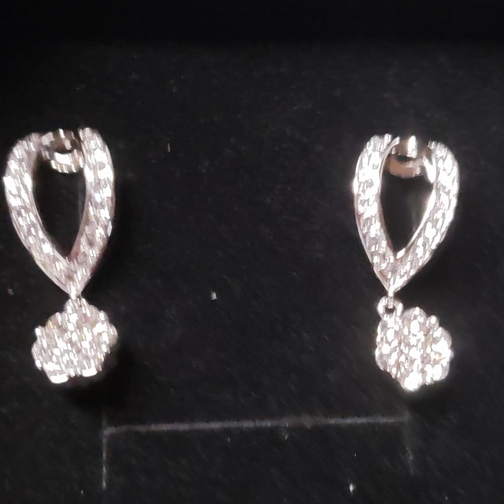 Brynn 18k White Gold Plated Simulated Diamond Dangle Stud Earrings - Customer Photo From Bonnie G.