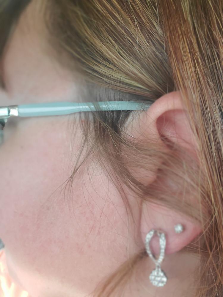 Brynn 18k White Gold Plated Simulated Diamond Dangle Stud Earrings - Customer Photo From Kendra 