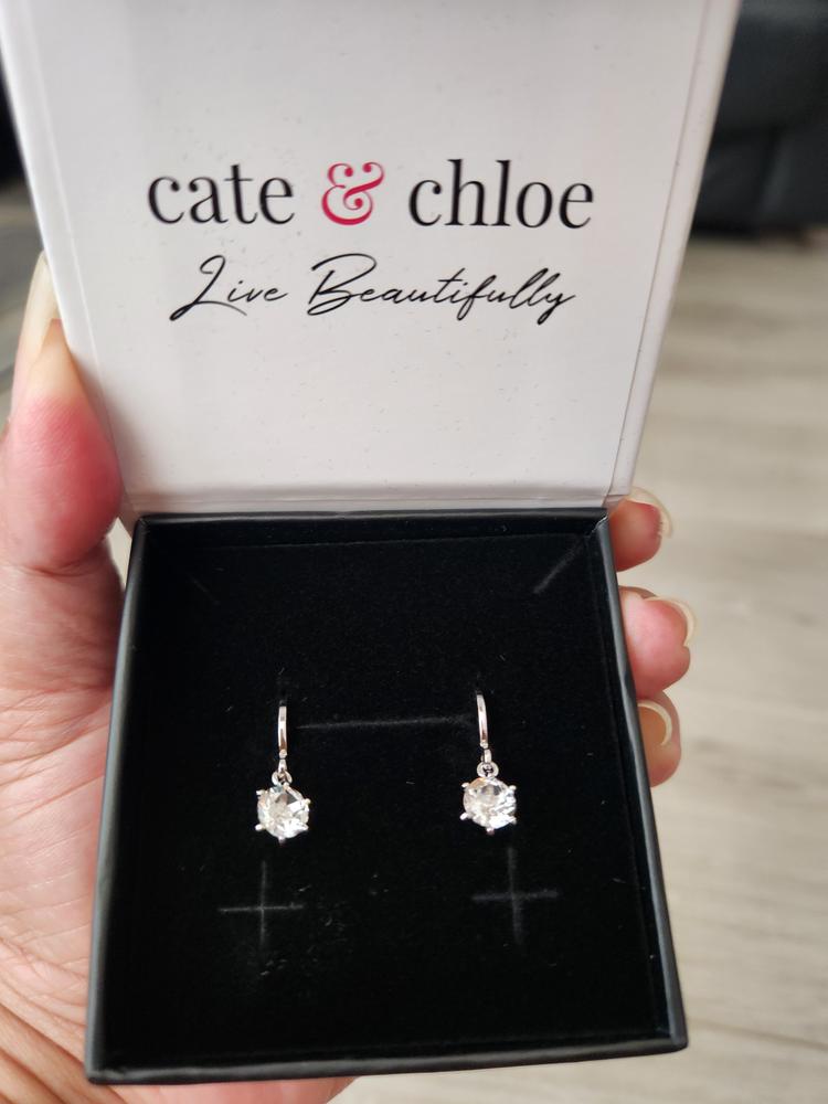 Davina 18k White Gold Plated Hoop Dangle Earrings with Crystals - Customer Photo From Manchiri