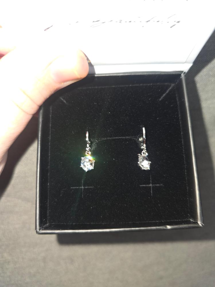 Davina 18k White Gold Plated Hoop Dangle Earrings with Crystals - Customer Photo From Kimberley