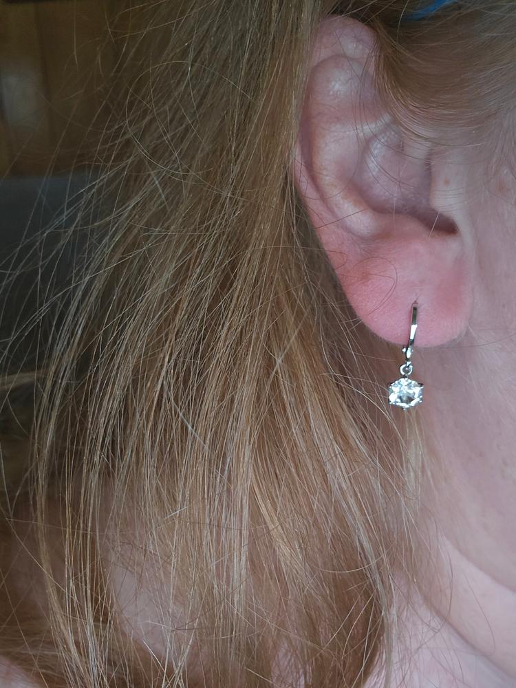 Davina 18k White Gold Plated Hoop Dangle Earrings with Crystals - Customer Photo From Kimberley