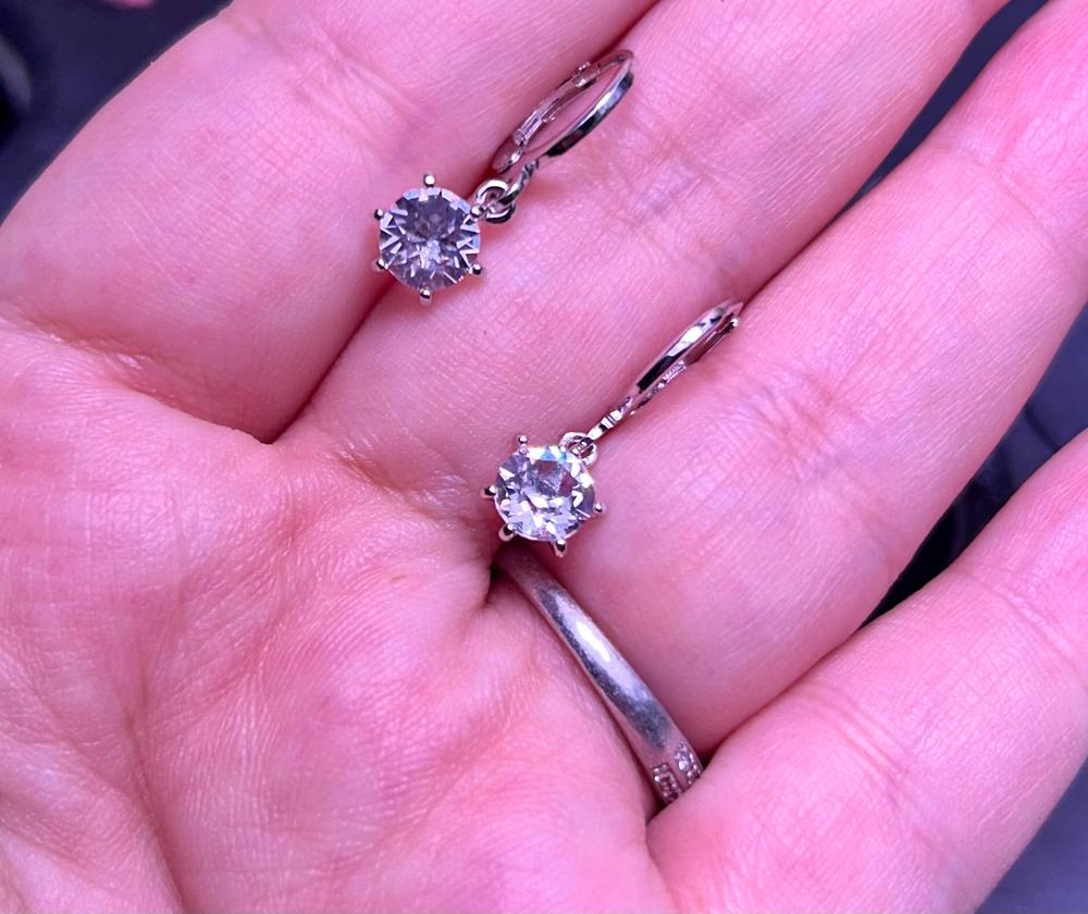 Davina 18k White Gold Plated Hoop Dangle Earrings with Crystals - Customer Photo From Aven B.