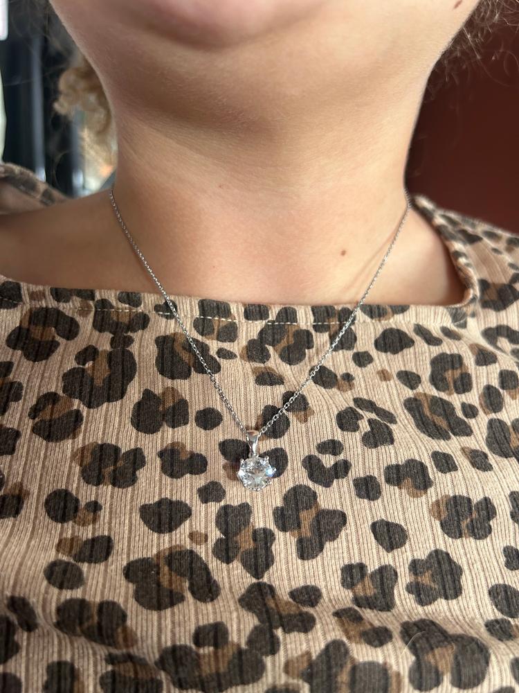 Eden "Pure" 18k White Gold Plated Pendant Necklace with Solitaire Round Cut Swarovski Crystal - Customer Photo From C.Ainsworth