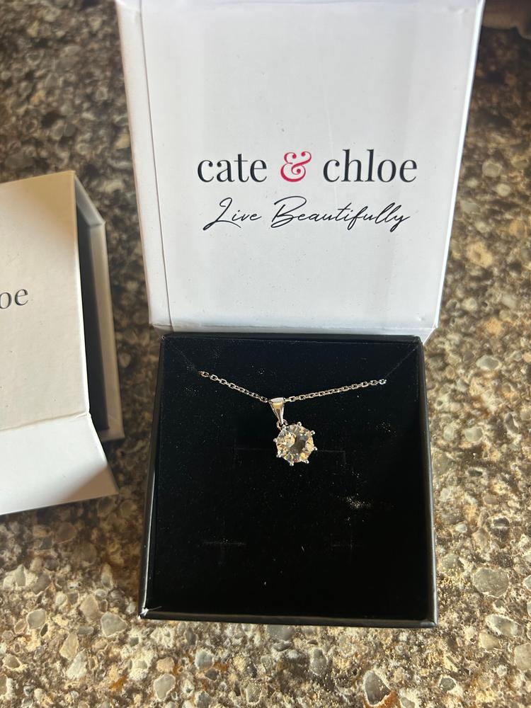 Eden "Pure" 18k White Gold Plated Pendant Necklace with Solitaire Round Cut Swarovski Crystal - Customer Photo From C.Ainsworth