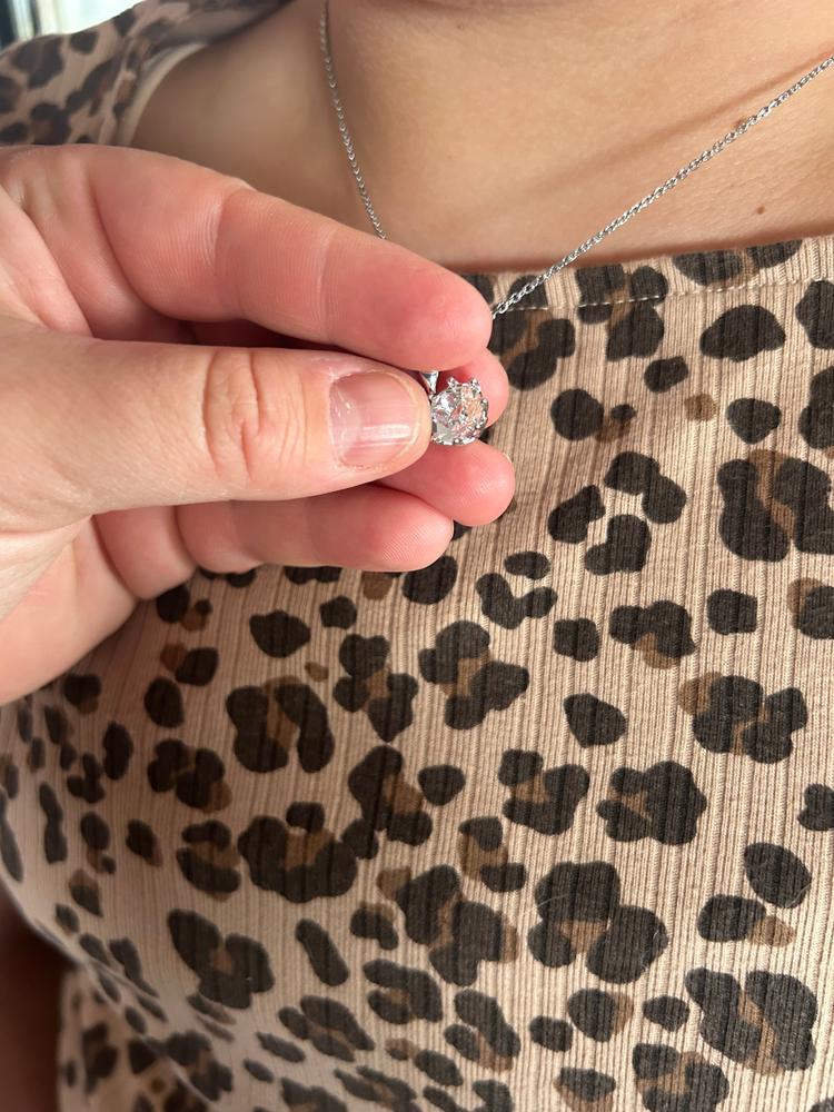 Eden "Pure" 18k White Gold Plated Pendant Necklace with Solitaire Round Cut Swarovski Crystal - Customer Photo From C.Ainsworth