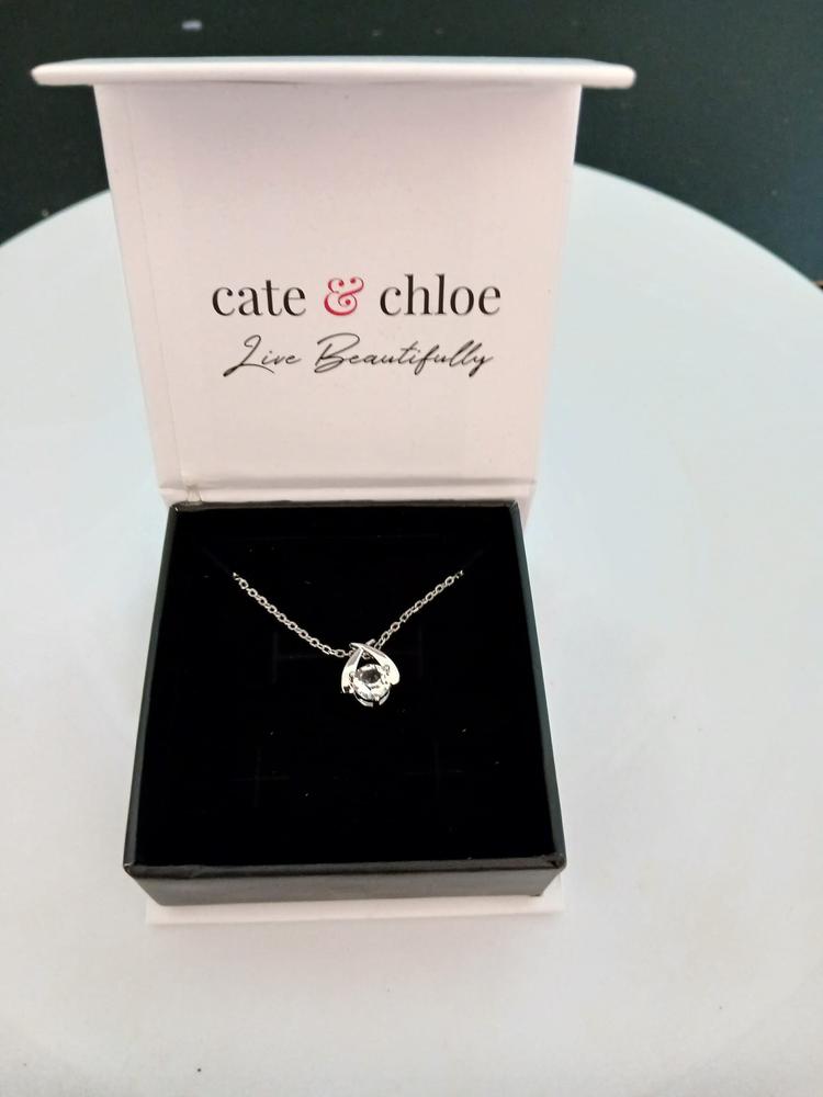 Eloise 18k White Gold Plated Pendant Necklace with Round Crystal - Customer Photo From Marti B.