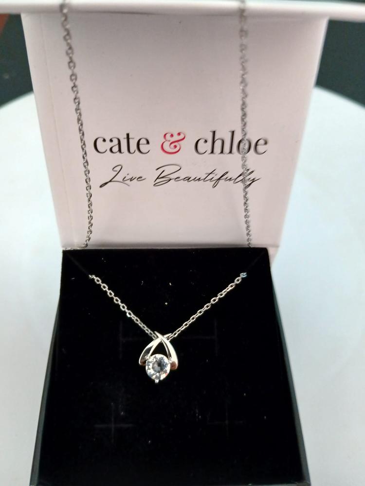 Eloise 18k White Gold Plated Pendant Necklace with Round Crystal - Customer Photo From Marti B.