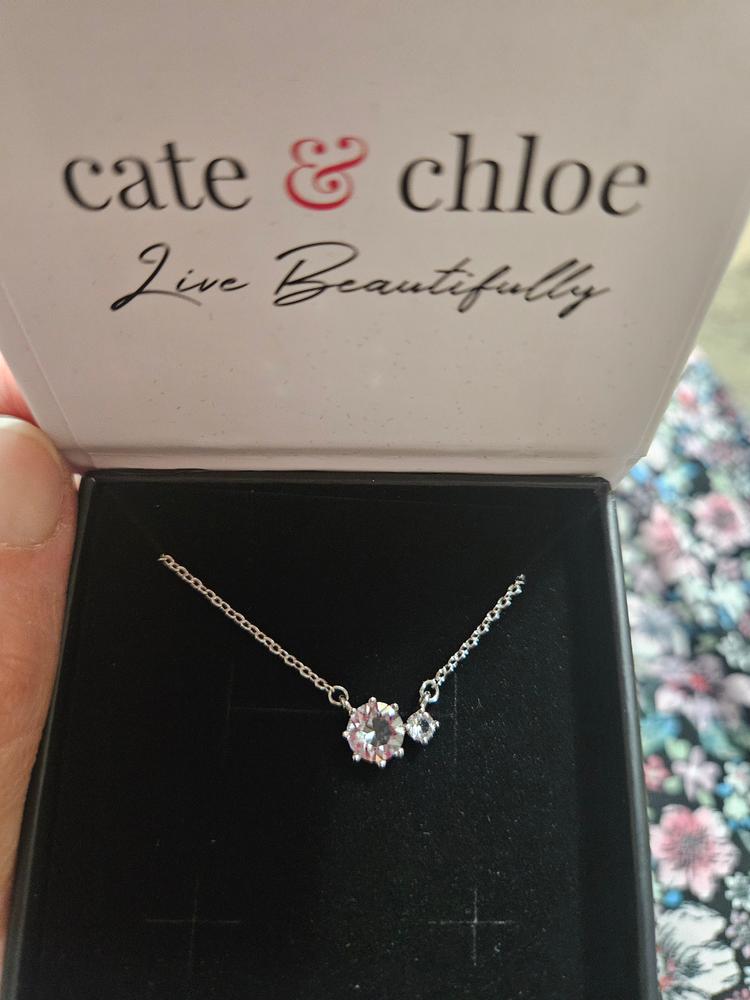 Emma 18k White Gold Plated 2-Stone Crystal Pendant Necklace - Customer Photo From LovemyC&C