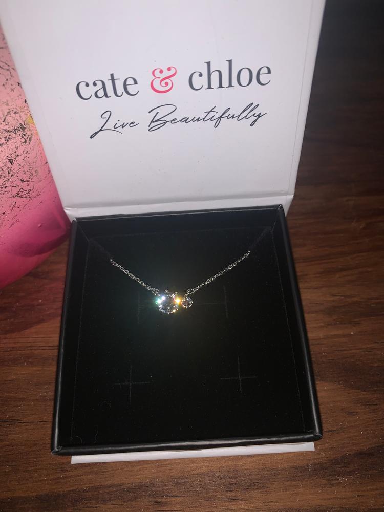 Emma 18k White Gold Plated 2-Stone Crystal Pendant Necklace - Customer Photo From Lowry