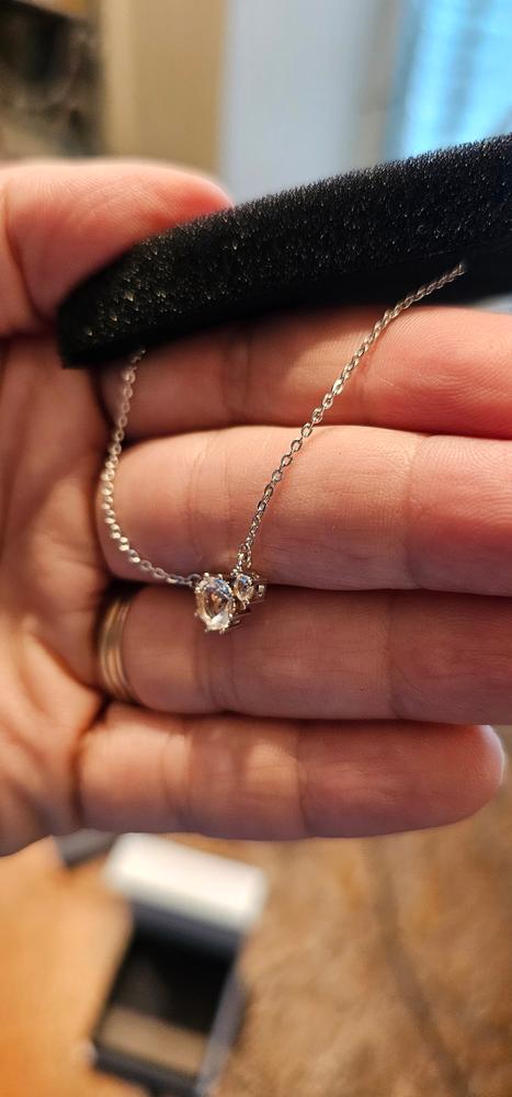 Emma 18k White Gold Plated 2-Stone Crystal Pendant Necklace - Customer Photo From Ashley B.