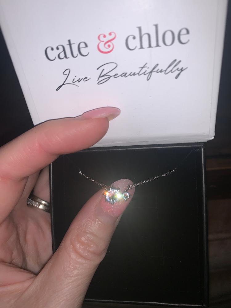 Emma 18k White Gold Plated 2-Stone Crystal Pendant Necklace - Customer Photo From Lowry