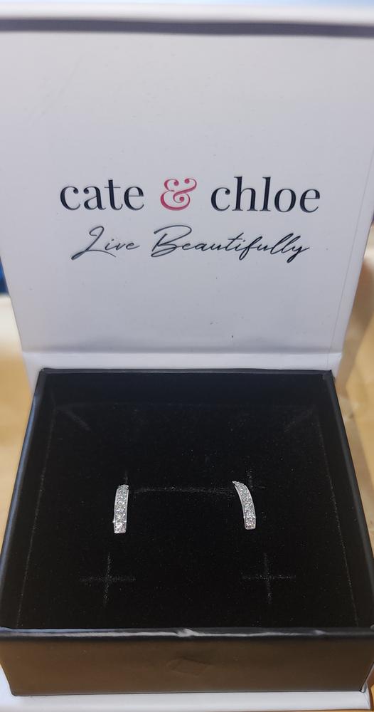 Erin Adored 18k White Gold Plated Half Hoop Earrings with Crystals - Customer Photo From Pamela