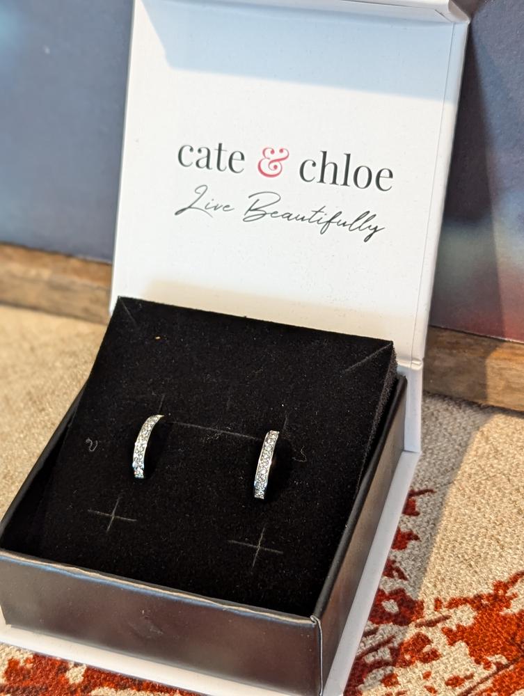 Erin Adored 18k White Gold Plated Half Hoop Earrings with Crystals - Customer Photo From Tamara R.