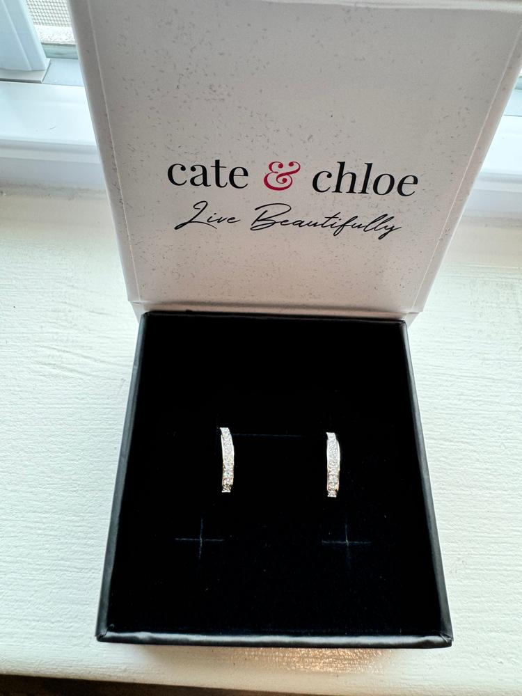 Erin Adored 18k White Gold Plated Half Hoop Earrings with Crystals - Customer Photo From NayanC